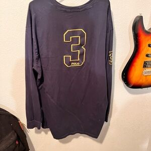 Polo by Ralph Lauren Dark Blue Long Sleeve Tee with Yellow Accents